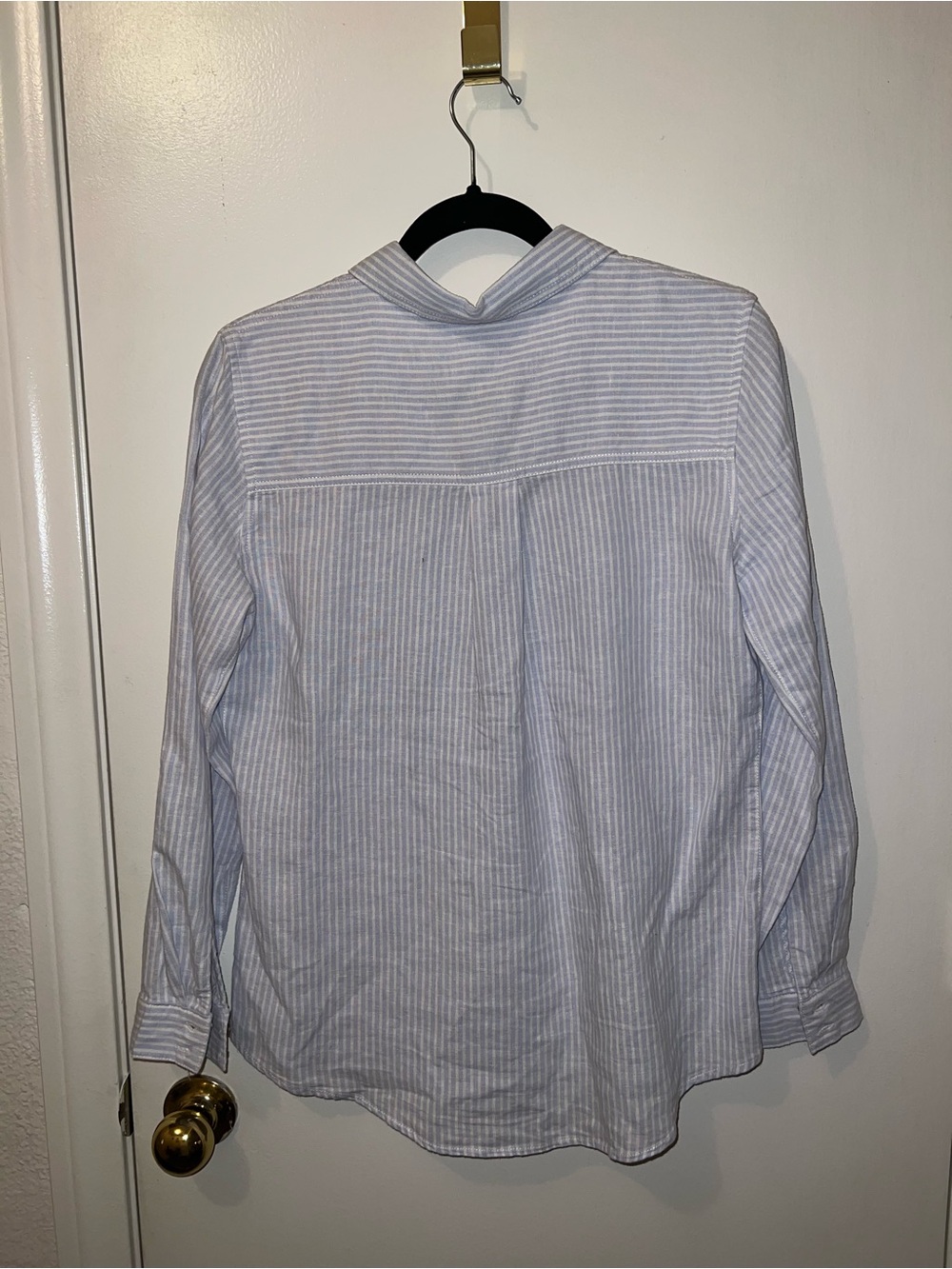 Sigrid Olsen Blue and White Striped Button-Down Shirt - Picture 2 of 3